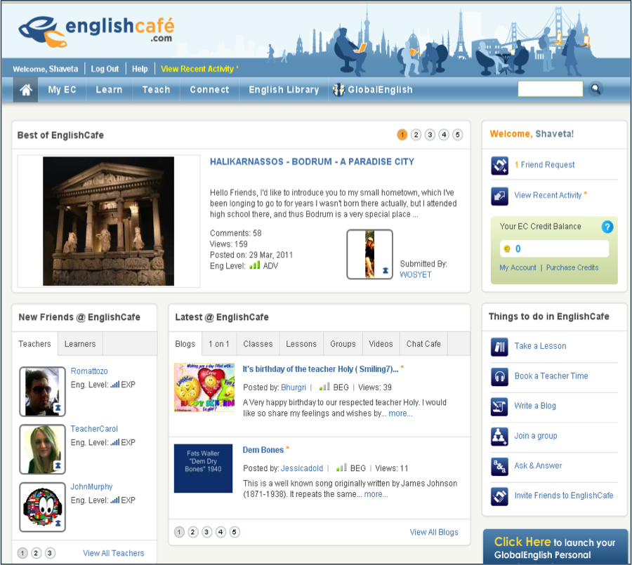 EnglishCafe: The First Social                            English Language Platform